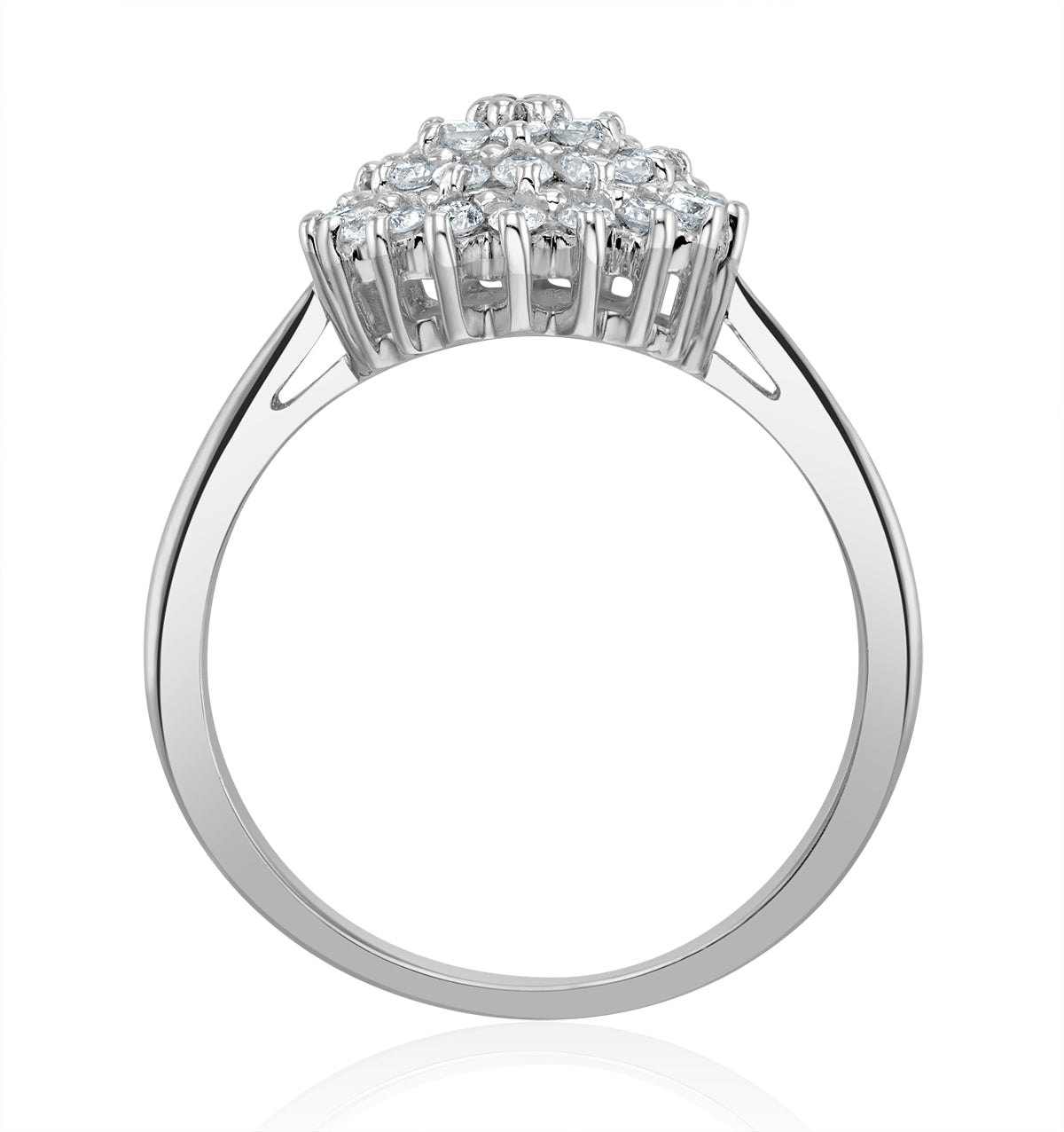 Cluster Lab Diamond Ring 0.33ct H/Si Set In 925 Silver